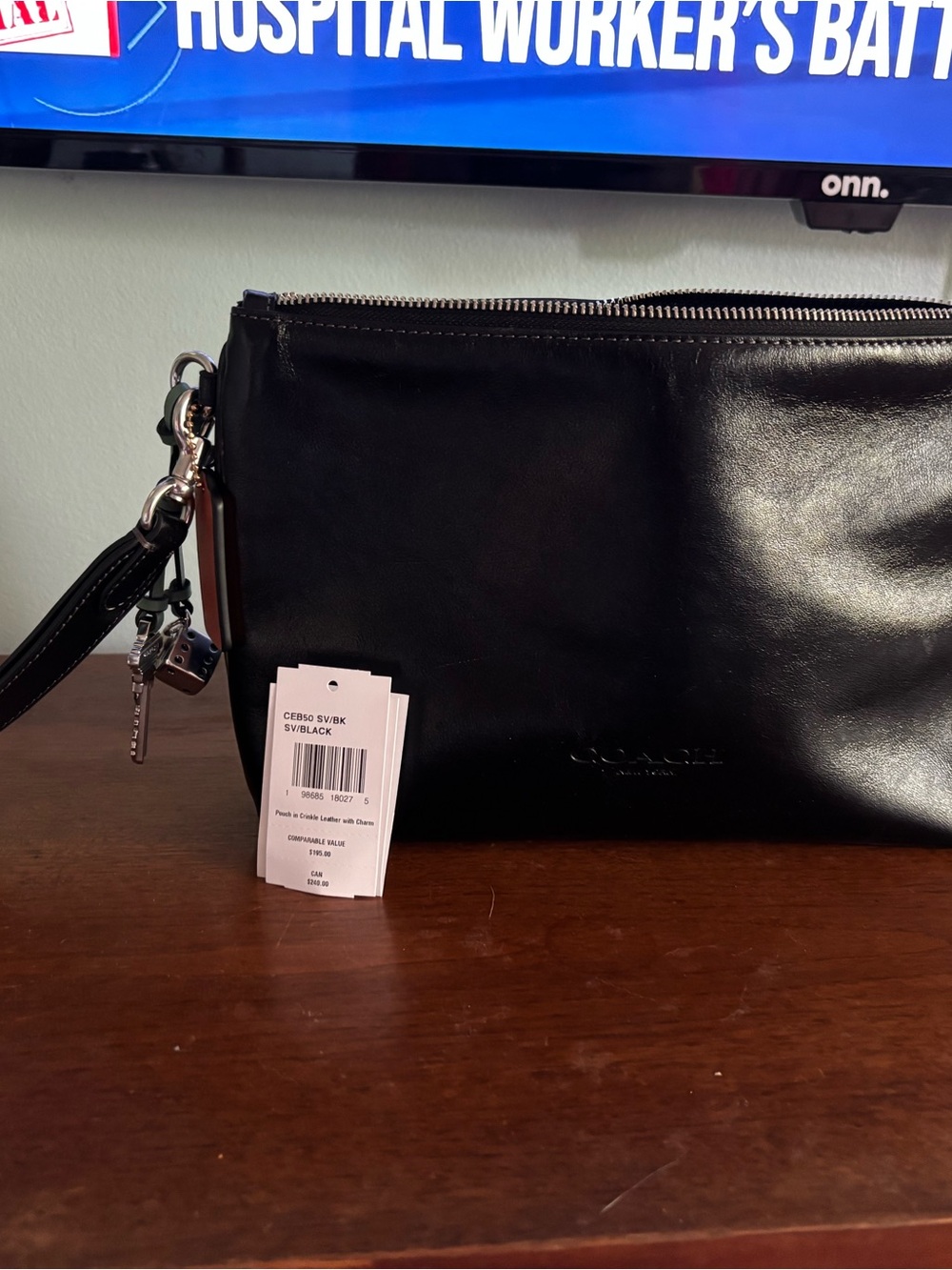 Coach Black Leather Pouch with Charms - Picture 4 of 8